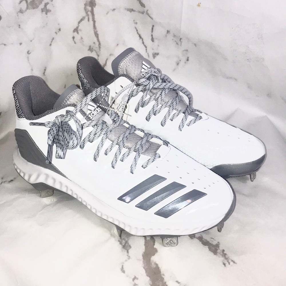 NEW Adidas icon bounce softball cleats white grey